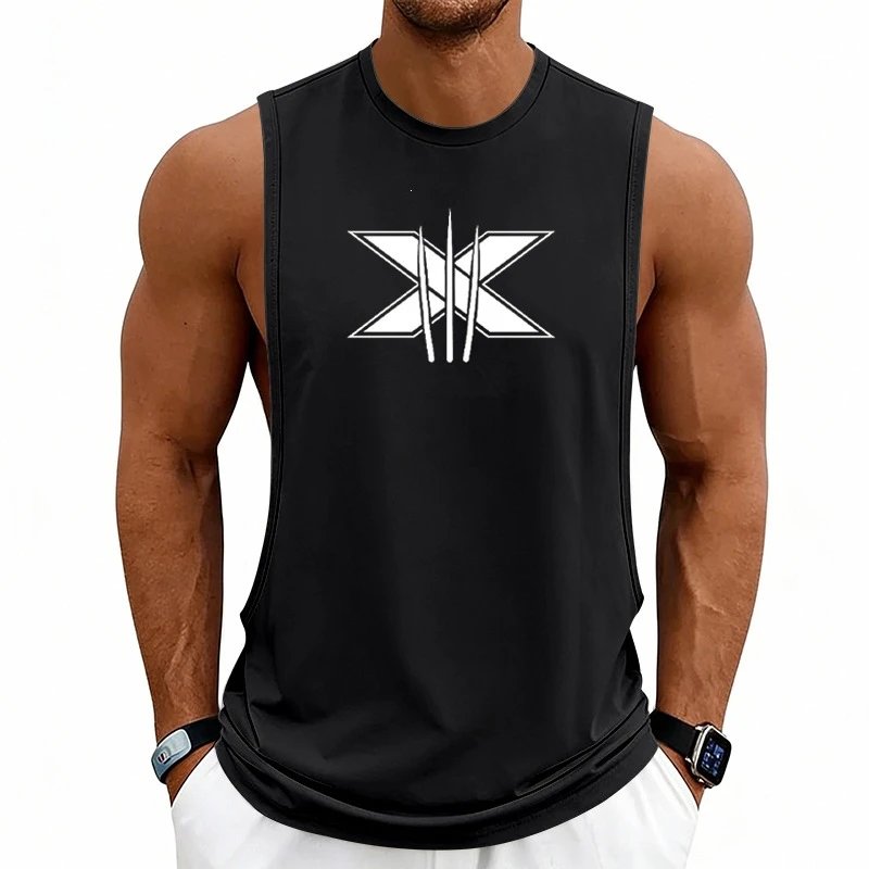 Design Graphic Logo Beige Muscle Tank Top Vest Top - 48
