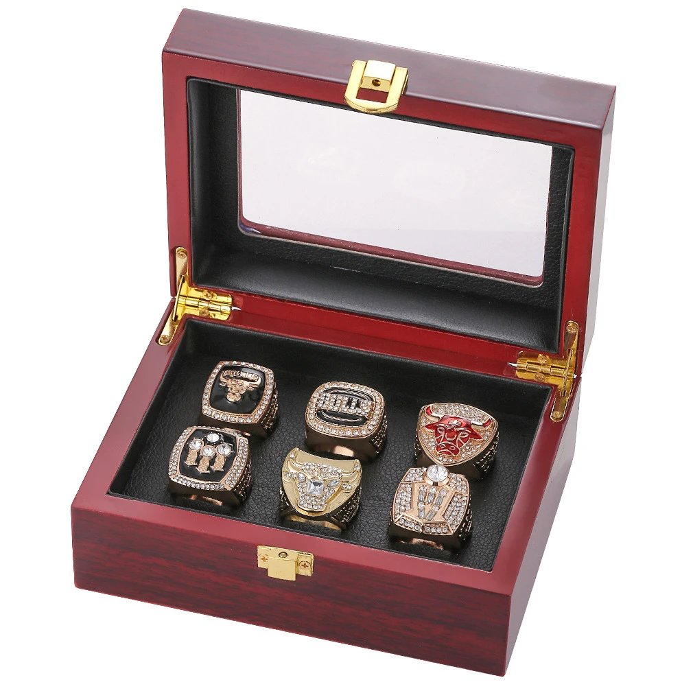 Chicago Bulls Championship Rings Collection Display Set Jewelry - 5