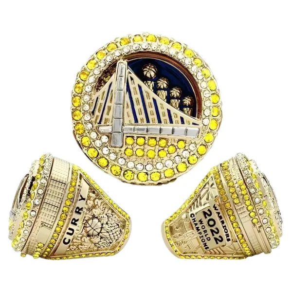 Golden State Warriors Championship Ring Replica Yellow and Clear Crystal Jewelry - 4