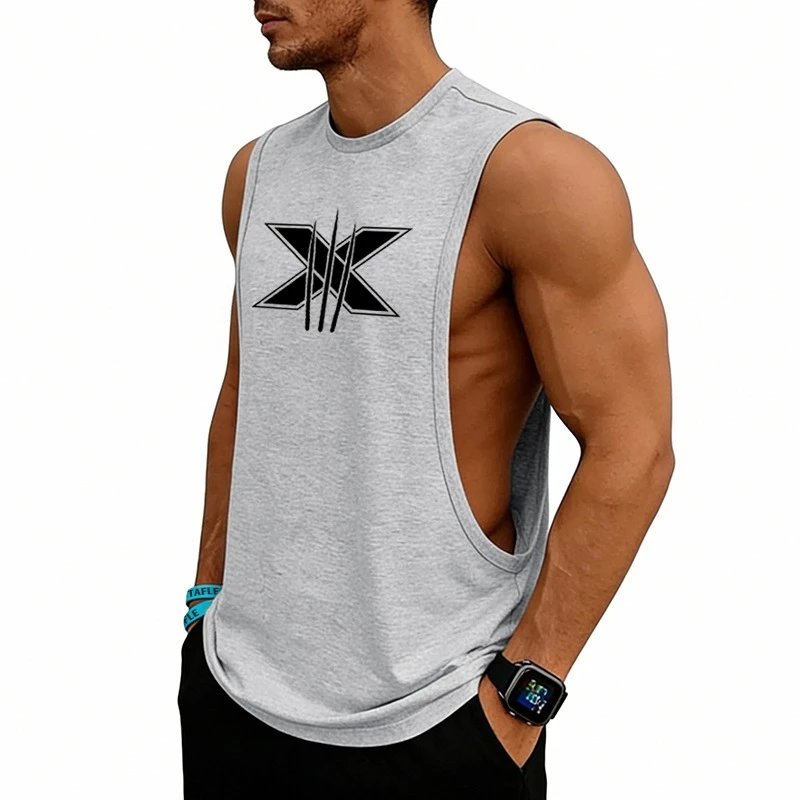 Design Graphic Logo Beige Muscle Tank Top Vest Top - 66