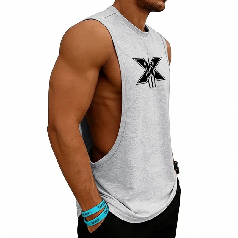 Design Graphic Logo Beige Muscle Tank Top Vest Top - 67