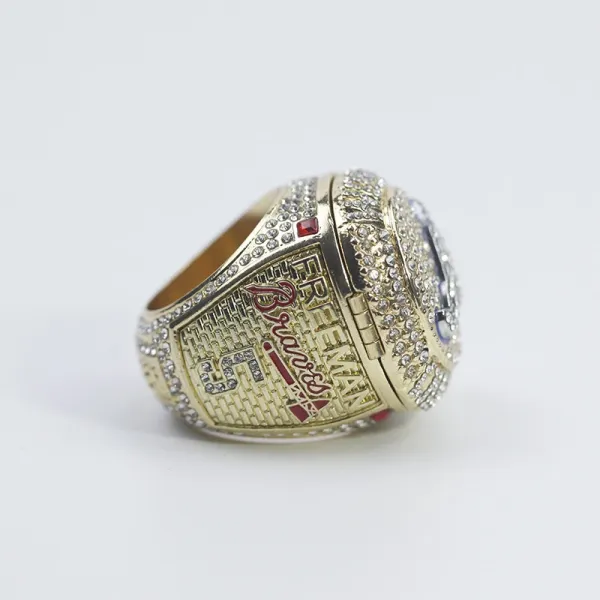 MLB Atlanta Braves Championship Ring Replica Gold Blue Crystal Rings Jewelry - 9
