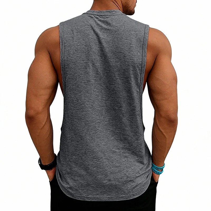 Design Graphic Logo Beige Muscle Tank Top Vest Top - 90