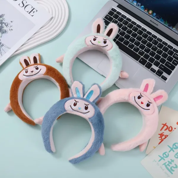 Design Plush Bunny Ears Headband Coral Pink Accessories - 2