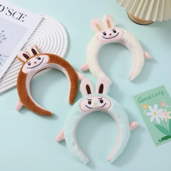 Design Plush Bunny Ears Headband Coral Pink Accessories - 4