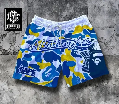Undefeated x A Bathing Ape Blue Camo Basketball Shorts - 8