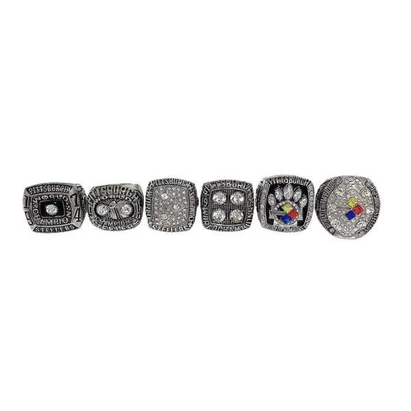 Design Pittsburgh Steelers Super Bowl Championship Rings Collection Gold and Diamond Jewelry - 3