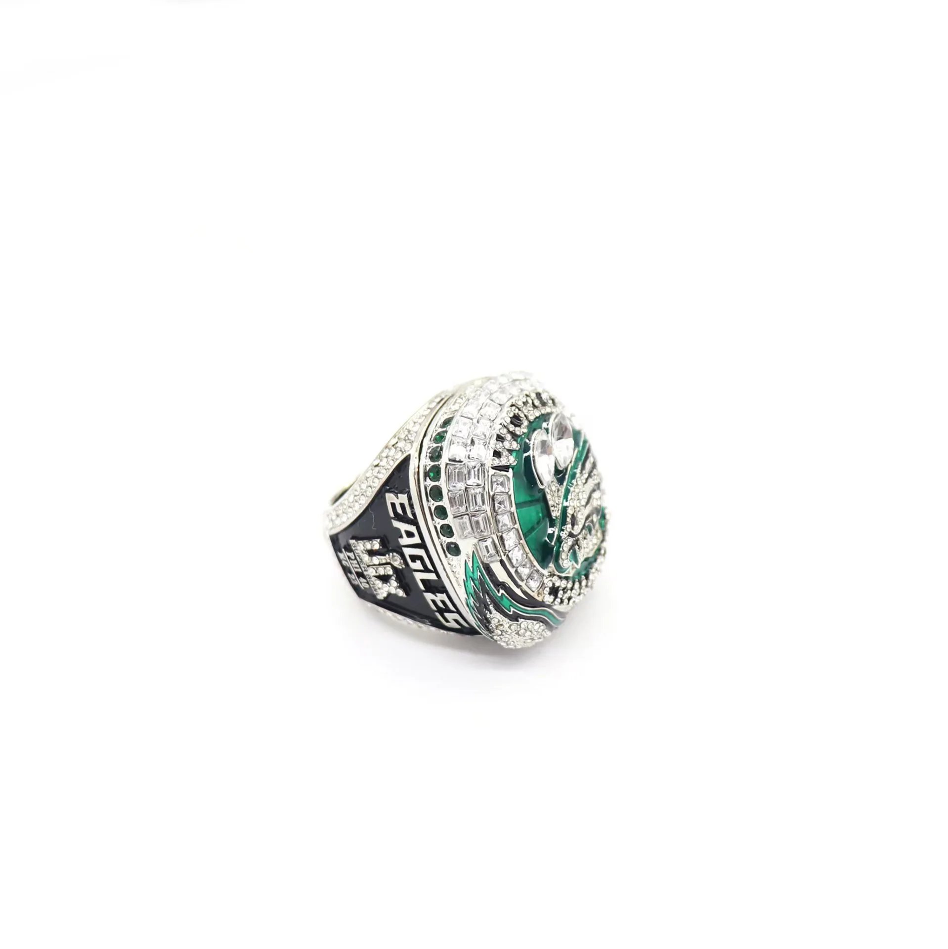 Design Philadelphia Eagles Super Bowl LII Championship Ring Hurts Edition Silver Green Black Ring Jewelry - 11