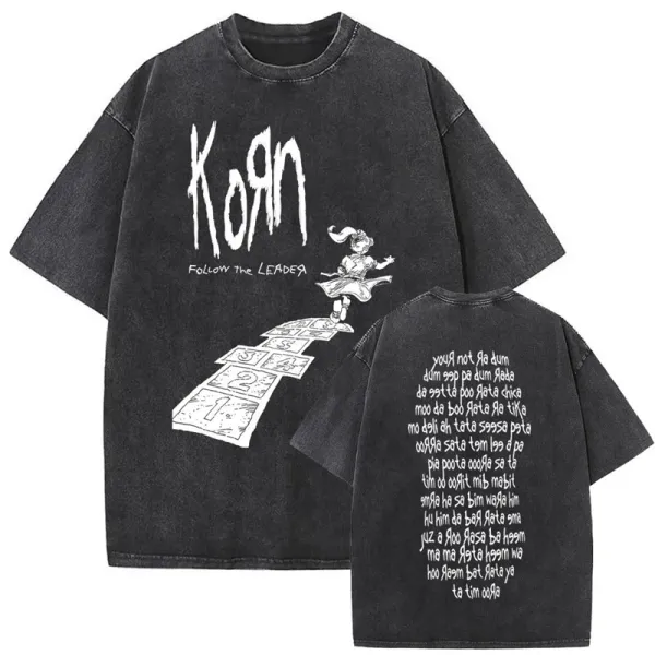 Design Korn Follow the Leader Graphic Oversized T-Shirt Black T-Shirts - 1