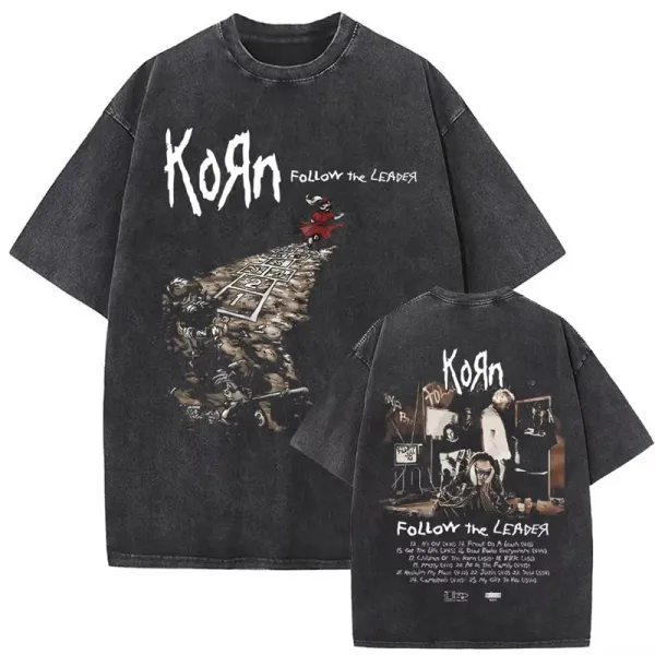Design Korn Follow the Leader Washed Black T-Shirt T-Shirts - 1
