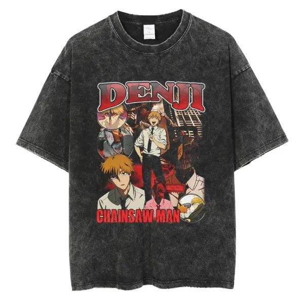 Design Denji Chainsaw Man Acid Wash T-Shirt - 1