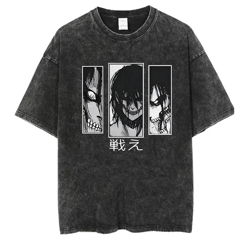 Attack on Titan Three Faces Washed Black