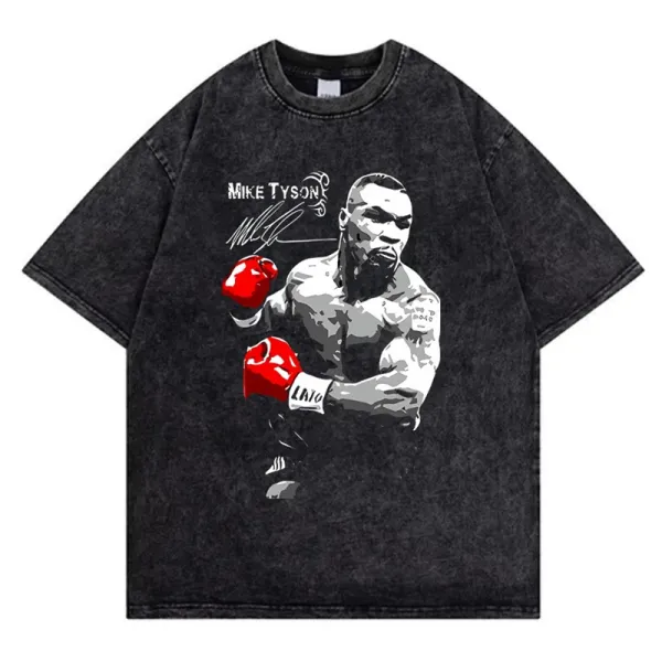 Design Mike Tyson Graphic Washed Black T-Shirt - 1