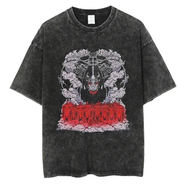 Design Graphic Acid Wash T-Shirt Black - 1
