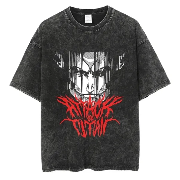 Design Attack of Titan Acid Wash Black T-Shirt - 1