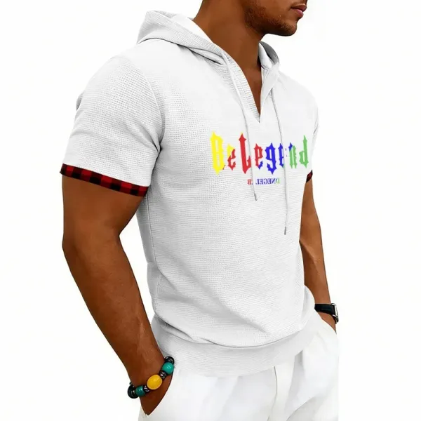 Design Be Legend Rainbow Print Hooded T-Shirt White Hoodie - 7