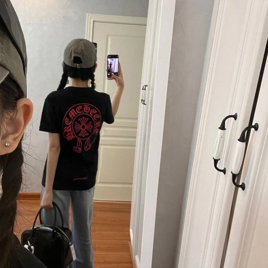 Chrome Hearts Circle Logo Pink Print White T-Shirt - 16