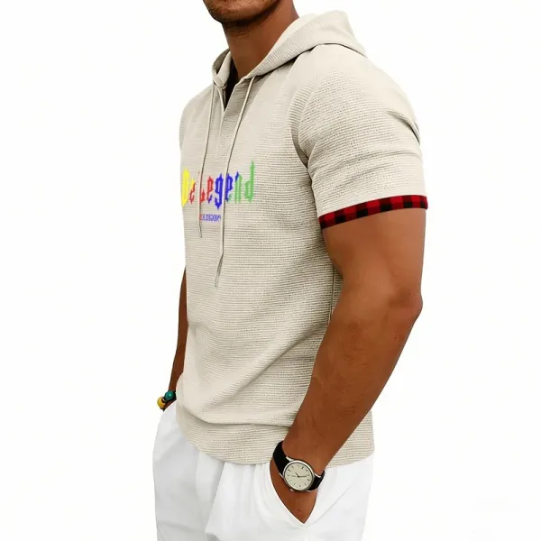 Design Be Legend Rainbow Print Hooded T-Shirt White Hoodie - 21