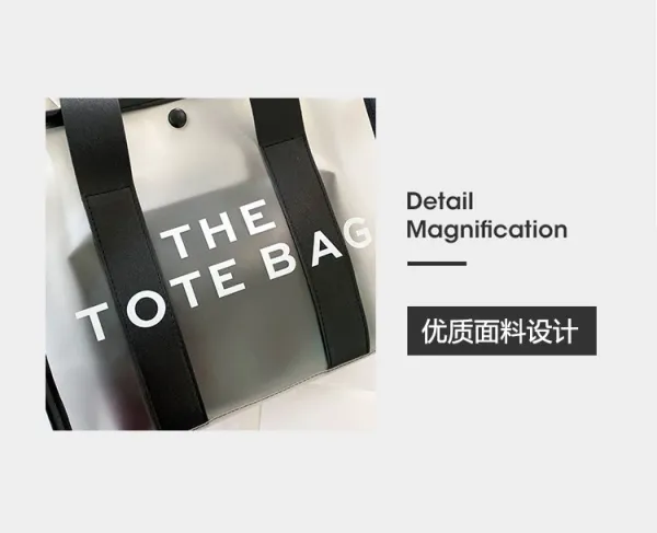 Design Transparent Tote Bag with Black Straps and 'THE TOTE BAG' Print Tote Bag - 8