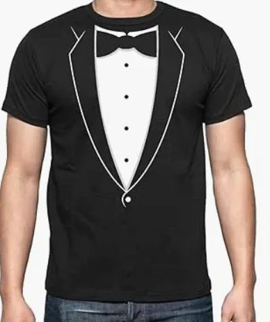 Design Tuxedo Print Black T-Shirt - 1