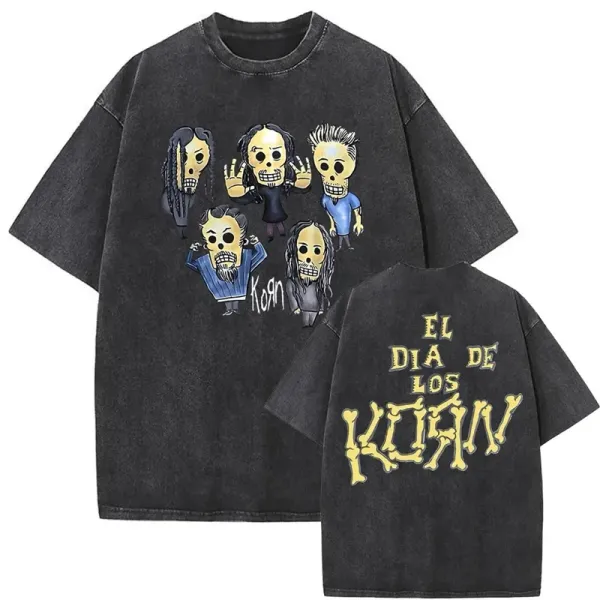 Design Korn El Dia De Los Korn Graphic T-Shirt Black T-Shirts - 1