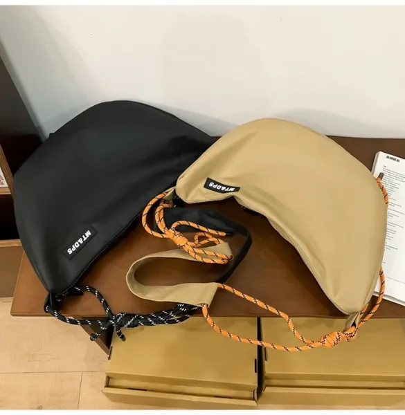 Design MT&DPs Saddle Bag Beige with Orange Rope Strap Crossbody Bag Crossbody Bags - 14