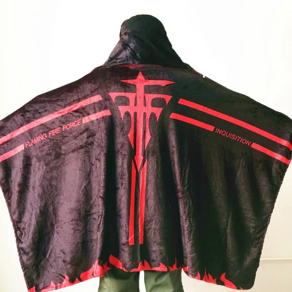 Design Hooded Towel Cape Navy Blue with Japanese Text and Geometric Print Hoodie - 26