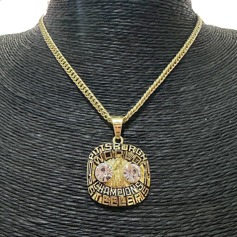 Design Pittsburgh Steelers World Champions Pendant Necklace Gold Jewelry - 6