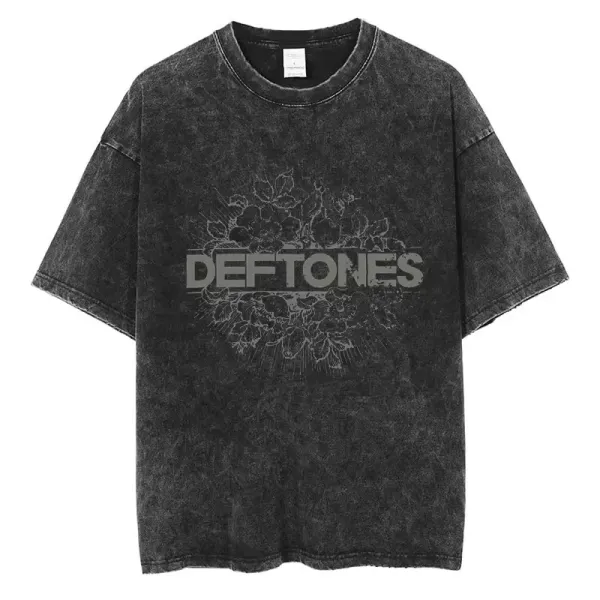 Design Deftones Floral Acid Wash T-Shirt T-Shirts - 1