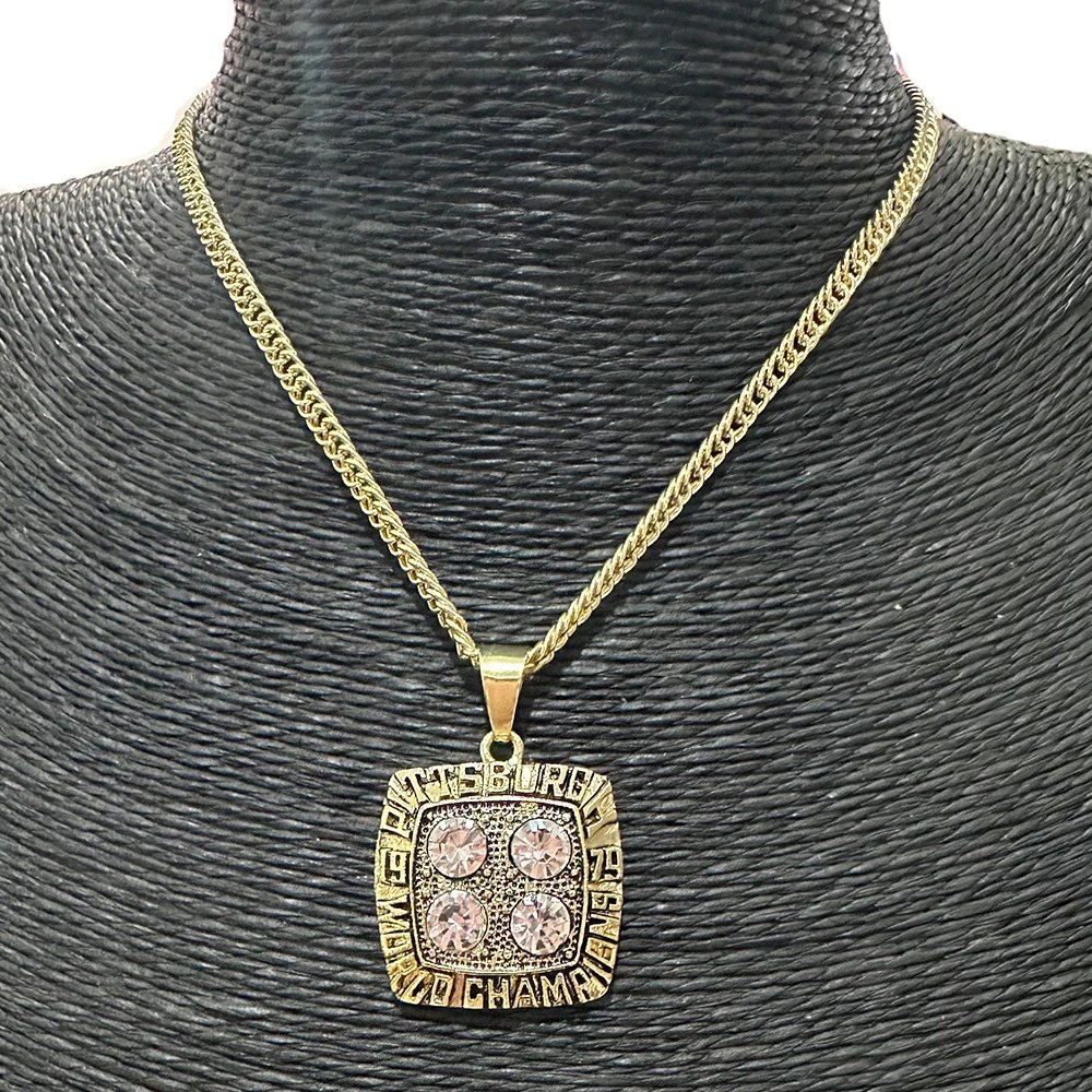 Design Pittsburgh Steelers World Champions Pendant Necklace Gold Jewelry - 5
