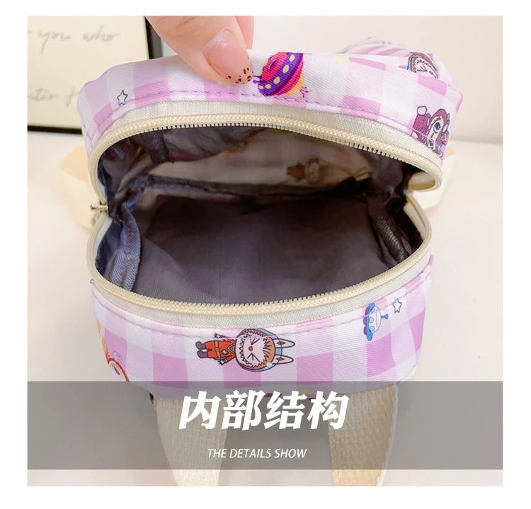 Design Mini Backpack Pink Gingham Rabbit Print Backpack - 9