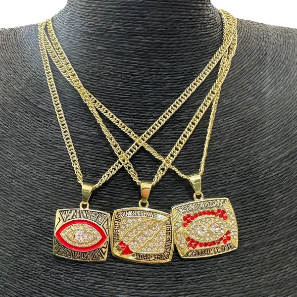 Design Washington Redskins World Champions Eye Pendant Necklace Gold Jewelry - 4