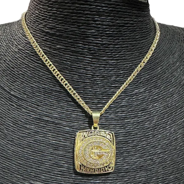 Design Green Bay Packers World Champions Pendant Necklace Silver Jewelry - 3
