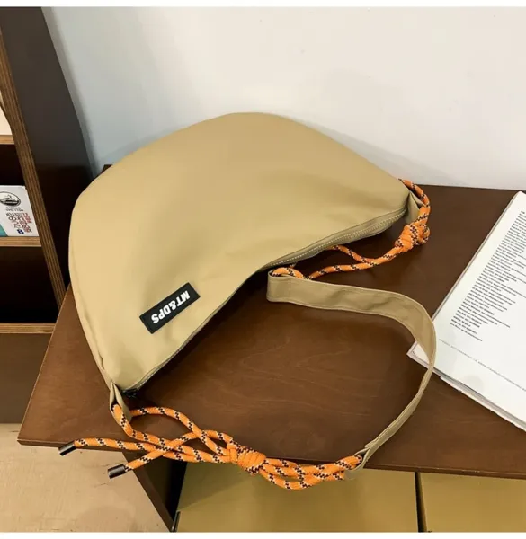 Design MT&DPs Saddle Bag Beige with Orange Rope Strap Crossbody Bag Crossbody Bags - 20