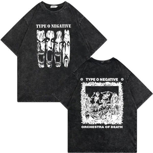 Design Type O Negative Orchestra of Death Acid Wash T-Shirt Tops.t Shirts - 1