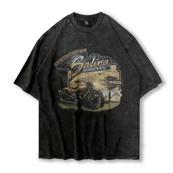 Harley-Davidson Salina Kansas Vintage Graphic Tee Black T-Shirts - 1