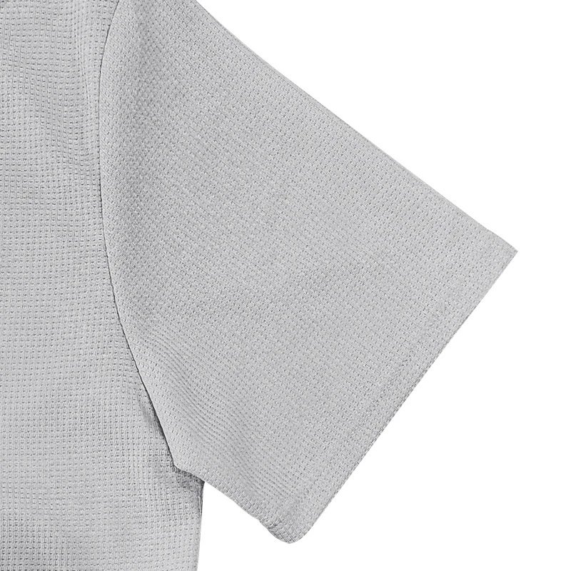 Design Waffle Knit Polo Shirt Light Gray Tops Polo - 16