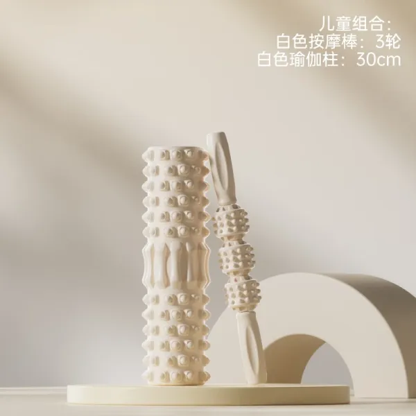 Design White 3-Roller Massage Stick and 30cm Yoga Roller Set Activewear - 1