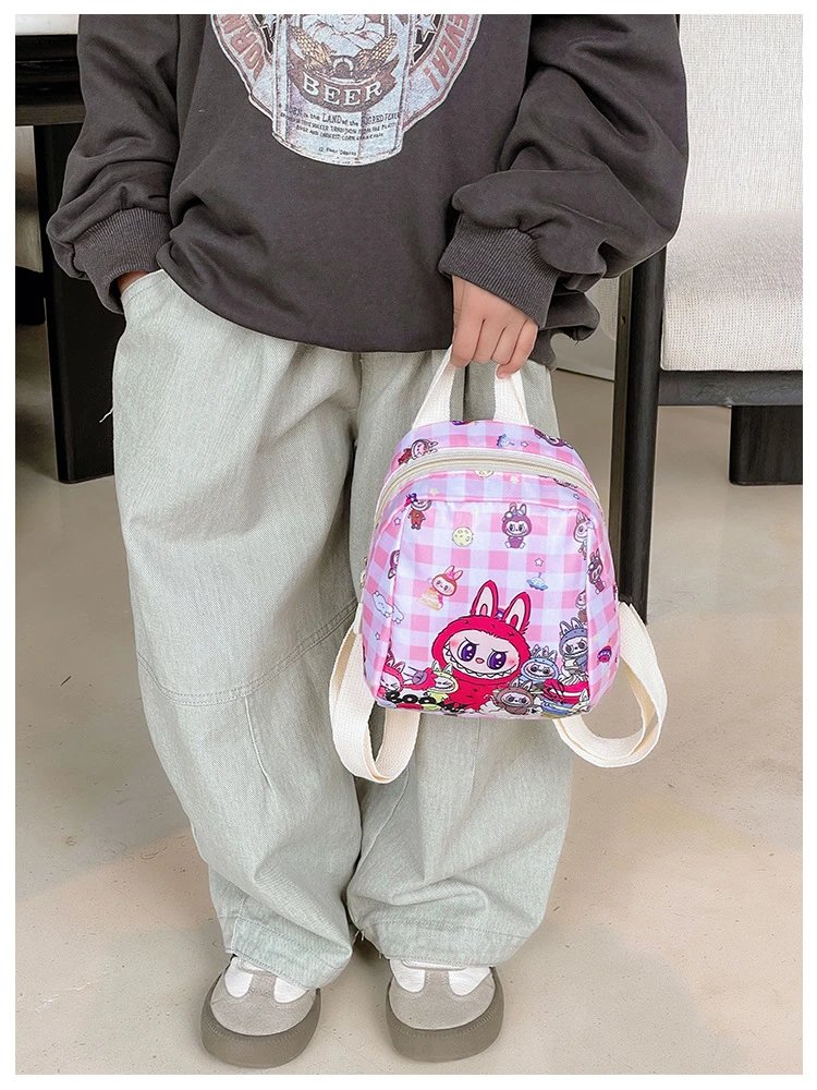 Design Mini Backpack Pink Gingham Rabbit Print Backpack - 14