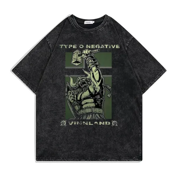 Design Type O Negative x Vinnland Acid Wash Black Graphic T-Shirt T-Shirts - 1