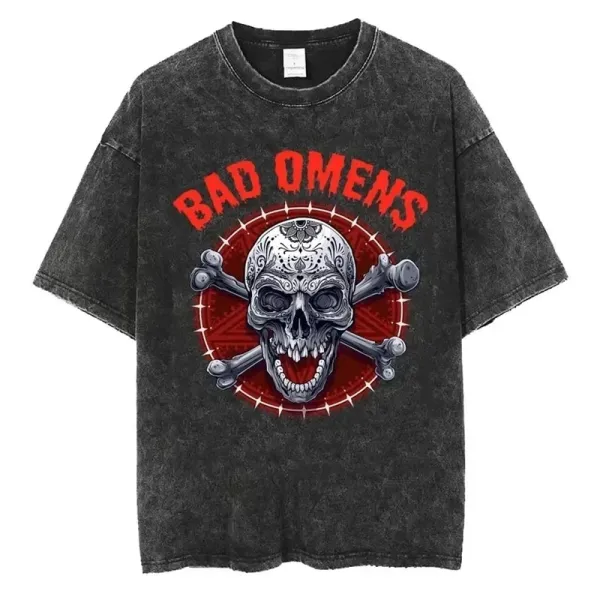 Design Bad Omens Band Graphic Acid Wash T-Shirt T-Shirts - 1
