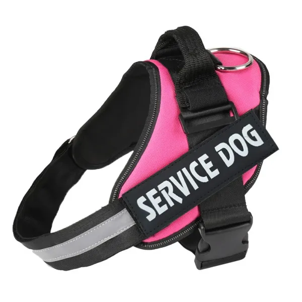 Design Service Dog Vest Harness Pink Black Reflective Bags - 1