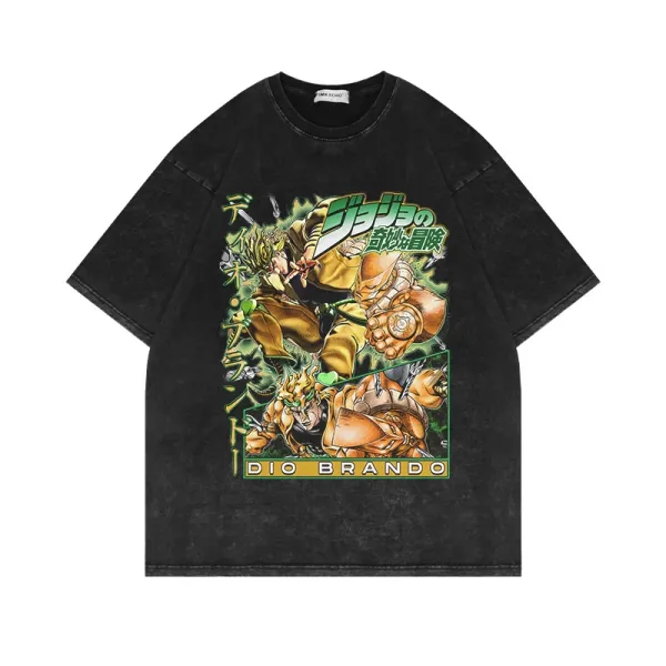 Design JoJo's Bizarre Adventure Dio Brando Graphic Washed Black T-Shirt - 1