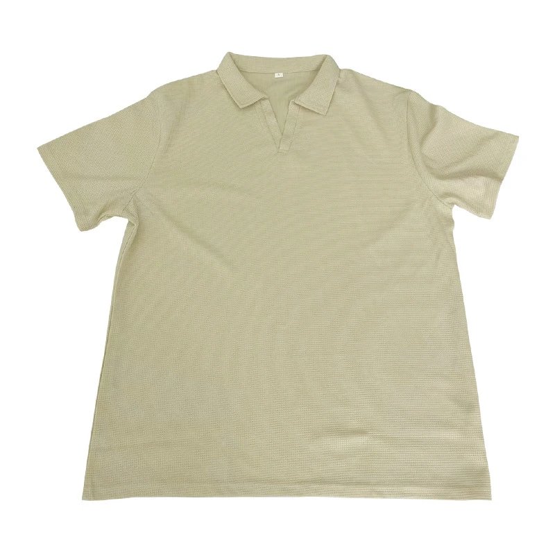 Design Waffle Knit Polo Shirt Light Gray Tops Polo - 32