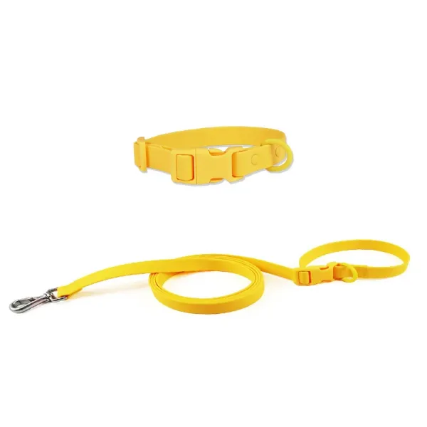 Design Solid Yellow Pet Collar and Leash Set Accessories - 1