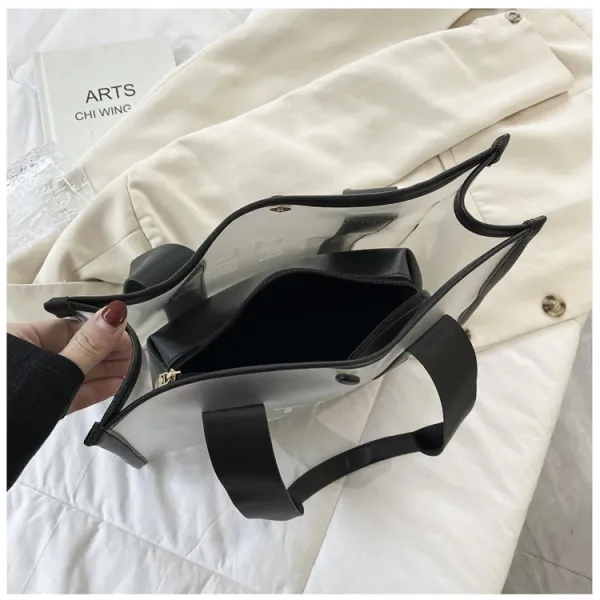 Design Transparent Tote Bag with Black Straps and 'THE TOTE BAG' Print Tote Bag - 37