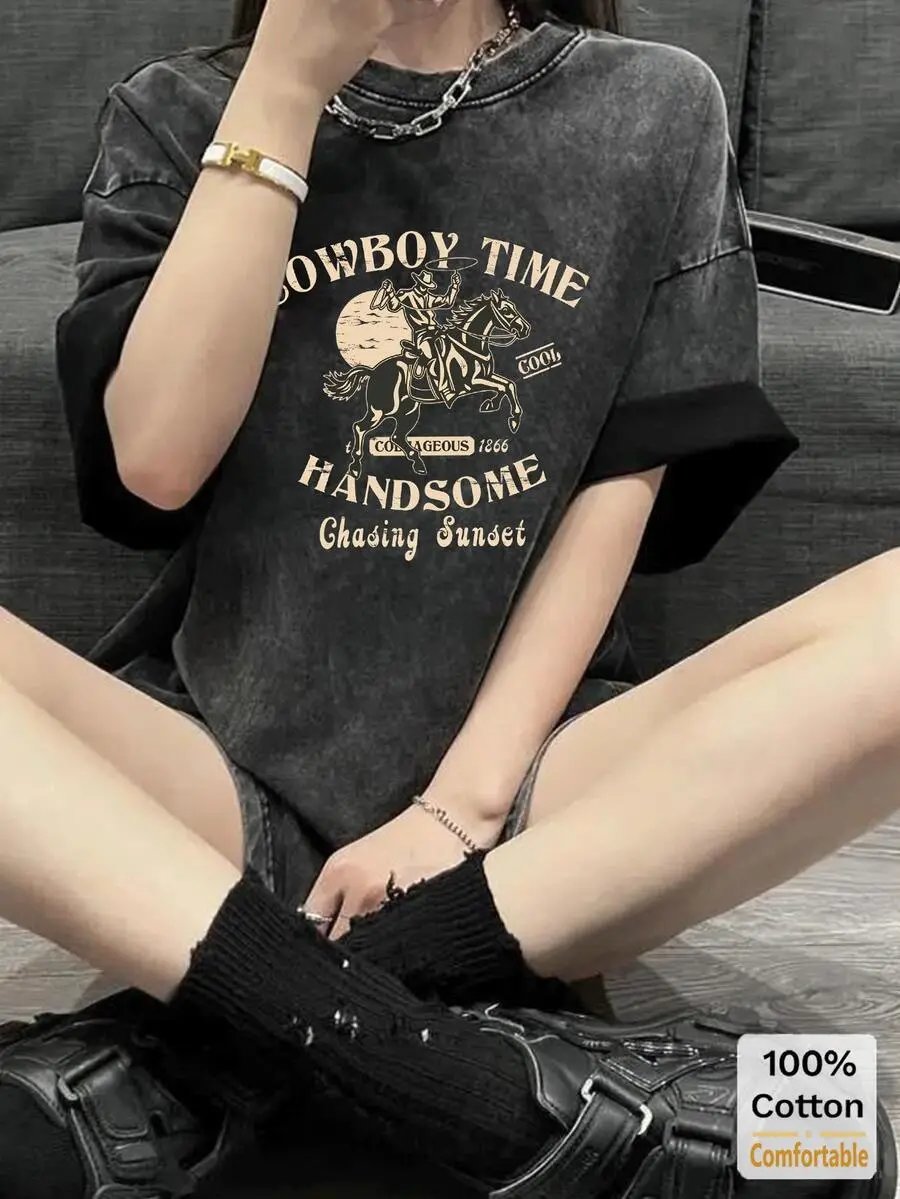 Oversized Vintage Black Long Sleeve T-Shirt Women photo 8