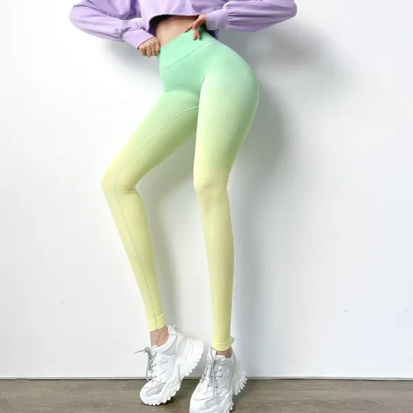 Design Gradient Ombre Leggings Mint to Lime Green Leggings - 1
