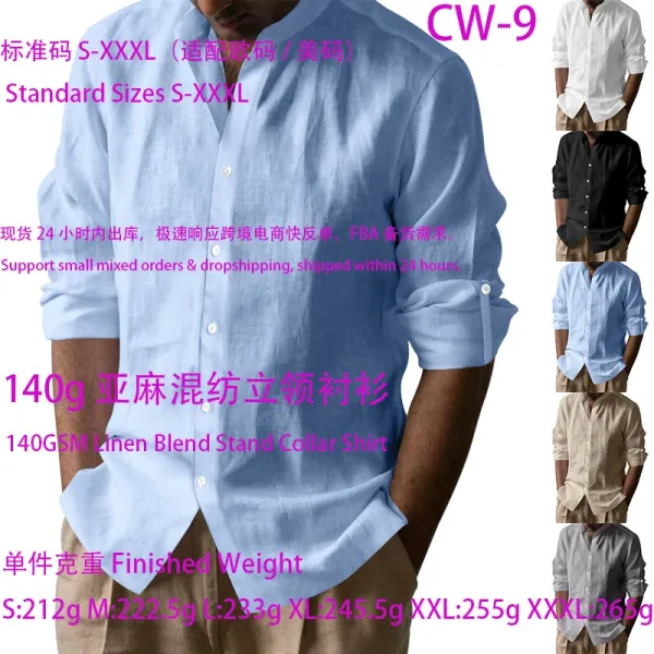 Design Linen Button-Up Shirt White Tops Shirt - 7