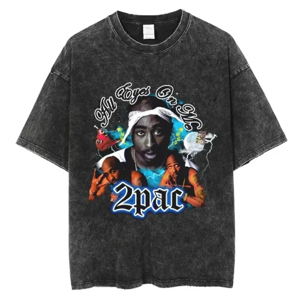 Design 2Pac All Eyes On Me Acid Wash T-Shirt - 1